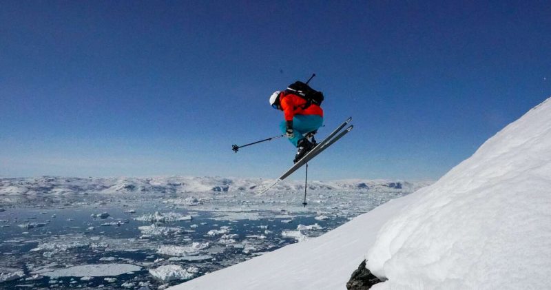 Heliskiing at a mountain in Greenland
