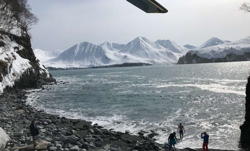 Beautiful sea by the mountains in Russia