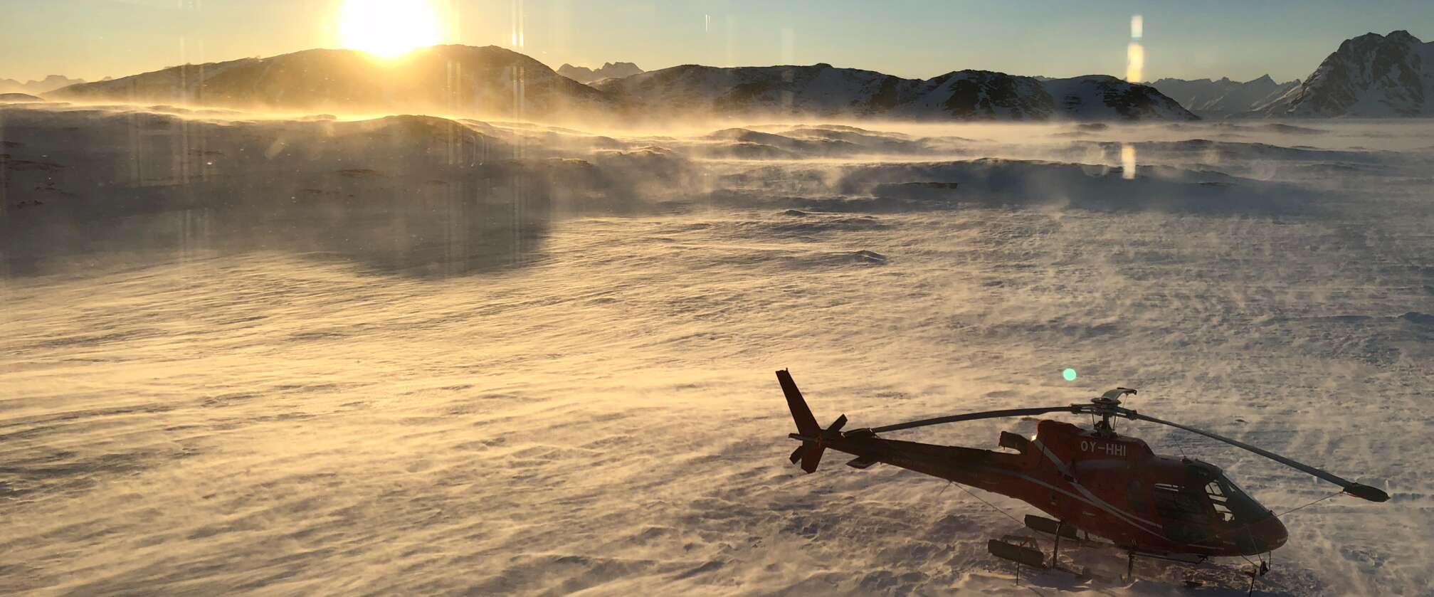Sunset in the mountains in Greenland